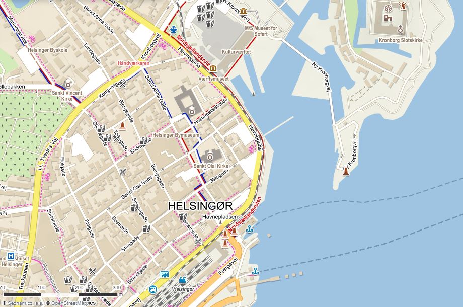 Mapa Helsingøru, Dánsko