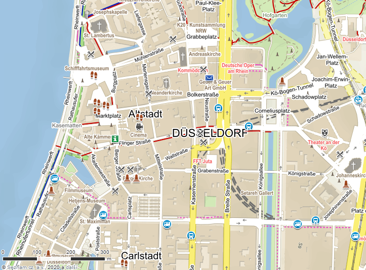 Mapa Düsseldorfu, Německo