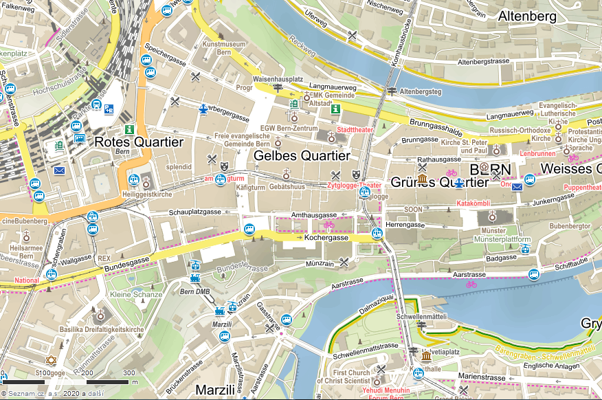 Mapa Bernu, Švýcarsko