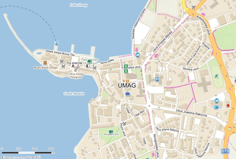 mapa centra Imagu, Chorvatsko