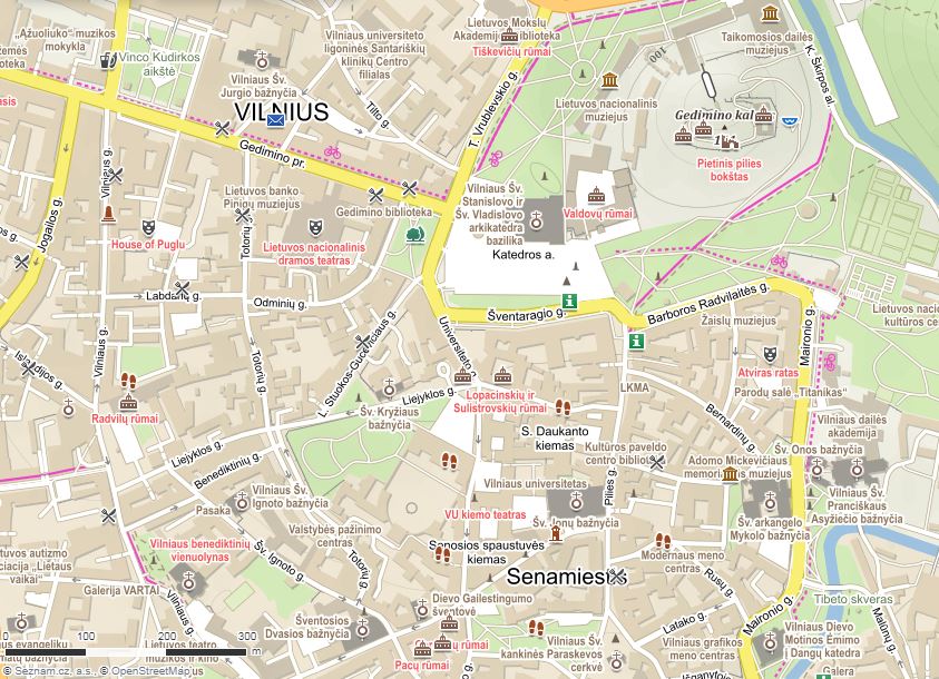 mapa centra Vilniusu, Litva