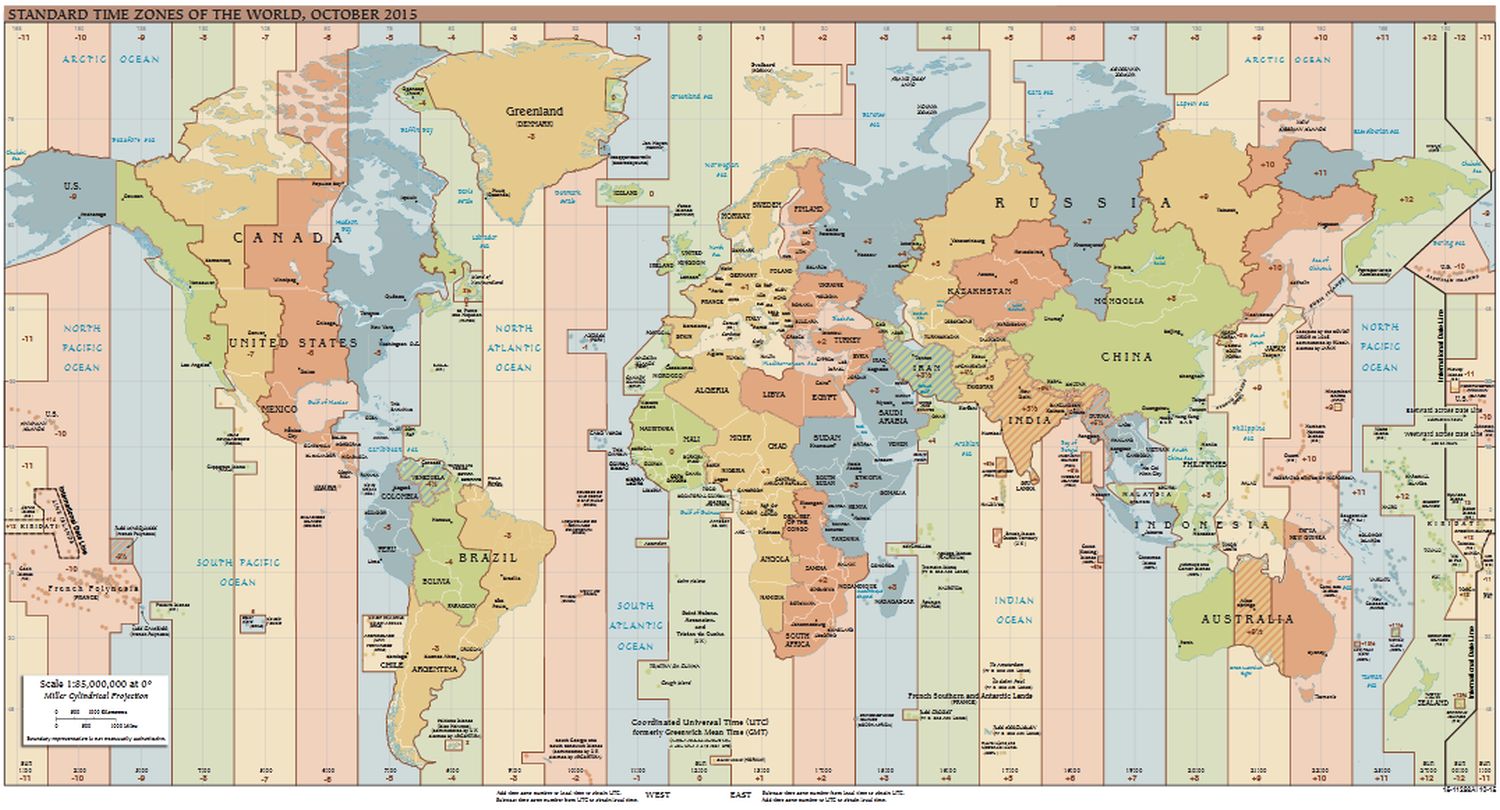 Mapa časových pásem světa.
